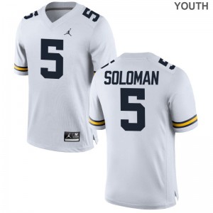Aubrey Soloman Game Jerseys Kids Stitched University of Michigan Jordan White Jerseys