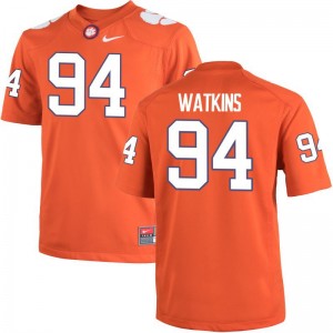 Mens Carlos Watkins Jerseys Stitch Orange Game Clemson Jerseys