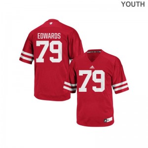 For Kids Authentic Stitched Wisconsin Badgers Jersey David Edwards Red Jersey