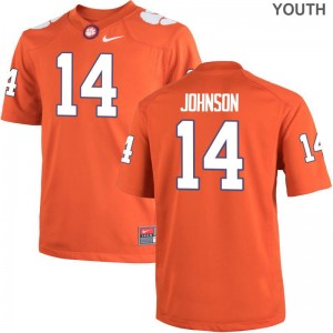Youth(Kids) Denzel Johnson Jersey Orange Limited Clemson Jersey