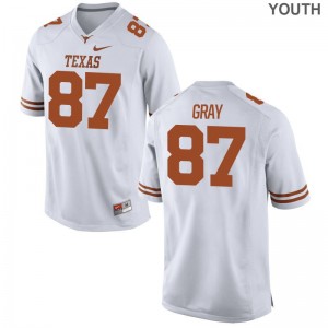 Youth(Kids) Game Stitched University of Texas Jerseys Garrett Gray White Jerseys