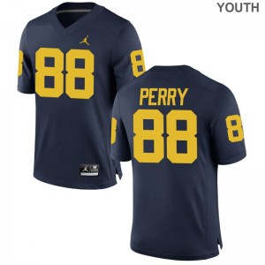 Grant Perry Wolverines Jerseys Youth(Kids) Game - Jordan Navy