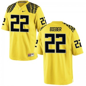 University of Oregon Jeff Bieber Jerseys Embroidery Mens Game Gold Jerseys