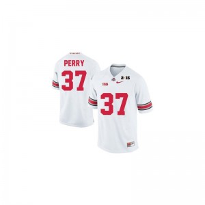 Ohio State Buckeyes Joshua Perry Jerseys Game Mens - #37 White Diamond Quest 2015 Patch
