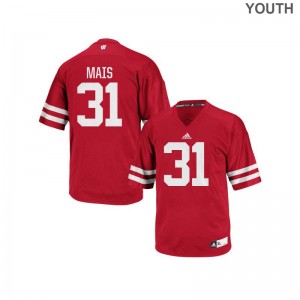 Wisconsin Tyler Mais Jersey Authentic Red Youth